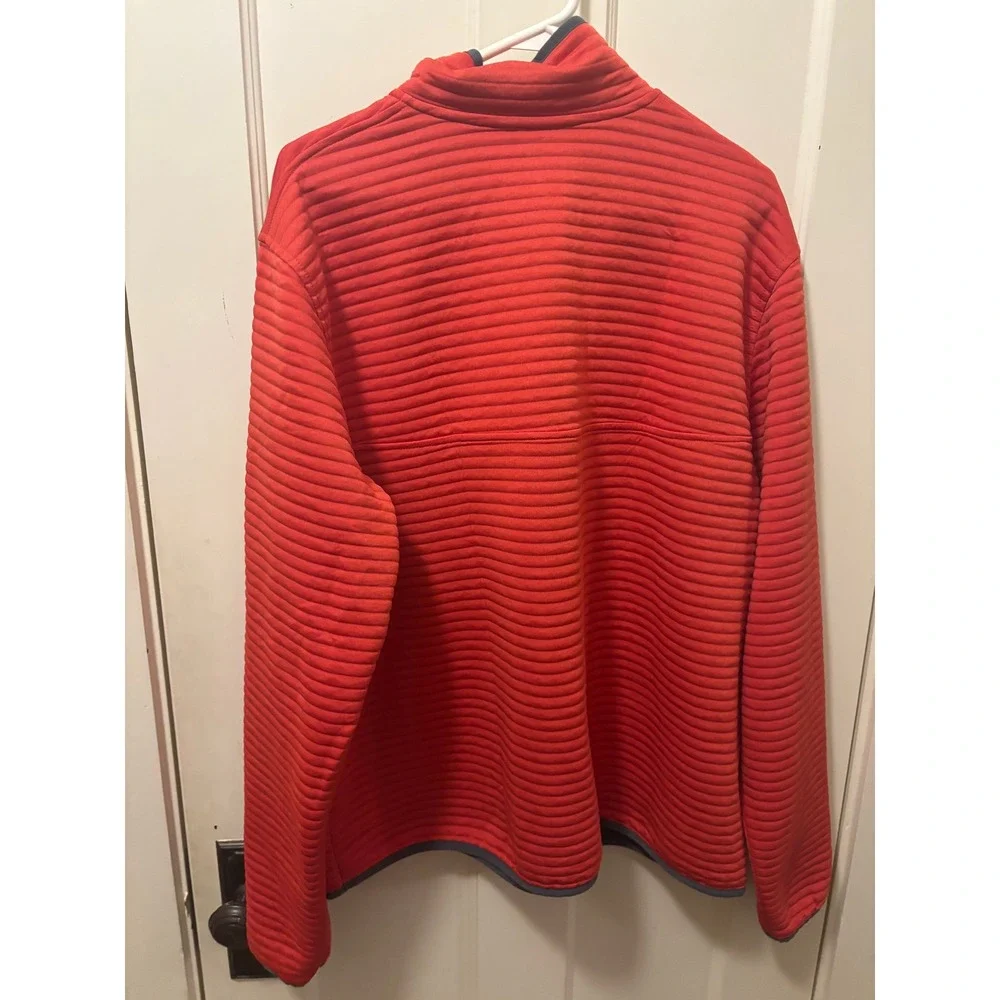 LL Bean Mens Airlight Knit Pullover XL Red Quilted Snap Neck Fleece 506874